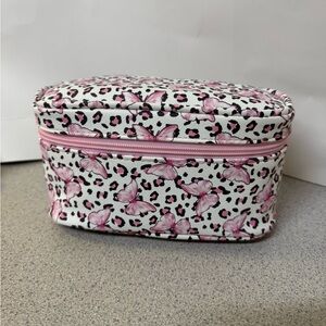 Pink Butterfly & Leopard Print Cosmetic Case